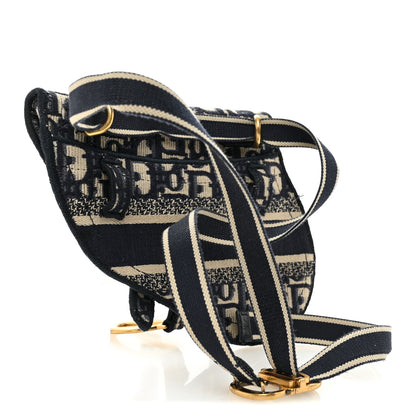 Christian Dior Oblique Embroidered Saddle Belt Pouch Blue 3 of 11