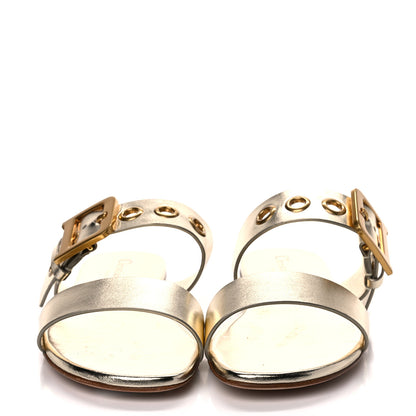 Christian Dior Laminated Calfskin D-Dior Slide Flat Sandals 35.5 Pale Gold 2 of 12