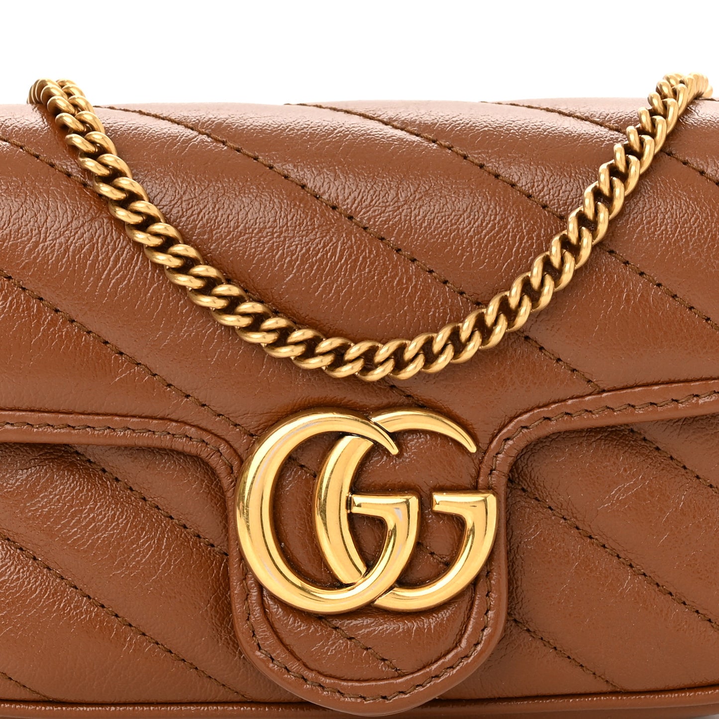 Azalea Calfskin Matelasse Diagonal Super Mini GG Marmont Shoulder Bag Cuir