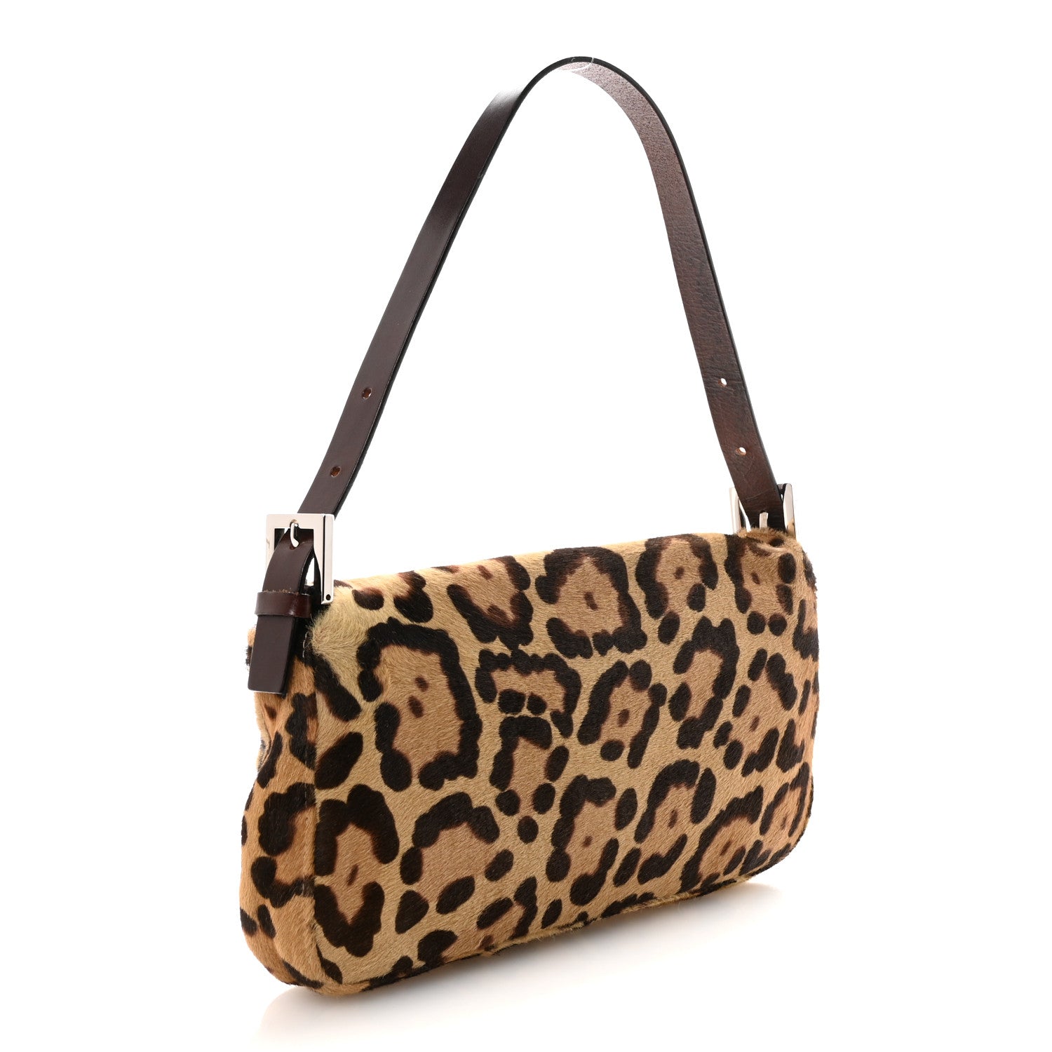 Fendi Calf Hair Leopard Print Baguette Brown 3 of 9