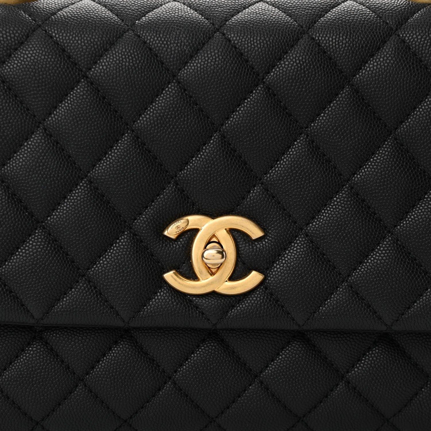 Chanel Caviar Lizard Embossed Quilted Small Coco Handle Flap Black 8 of 11