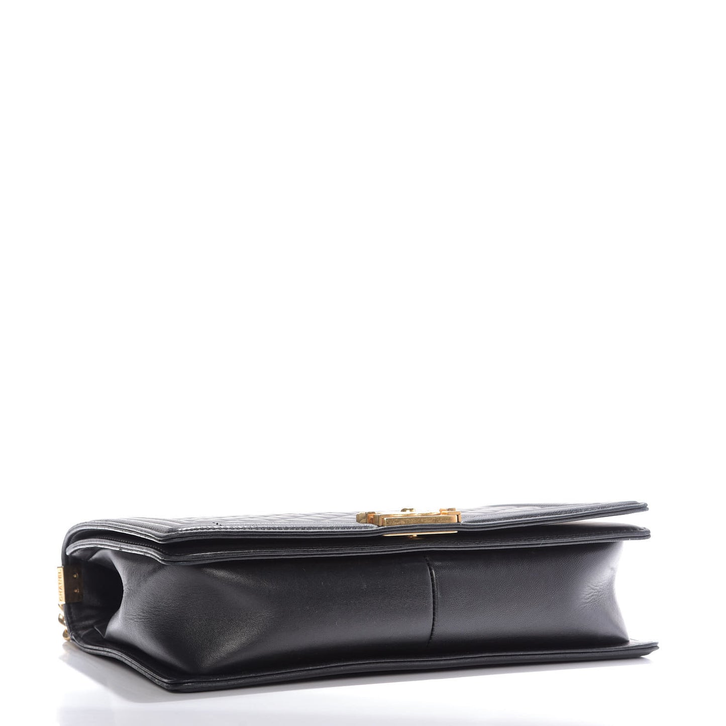 Lambskin Quilted Large Boy Flap Black