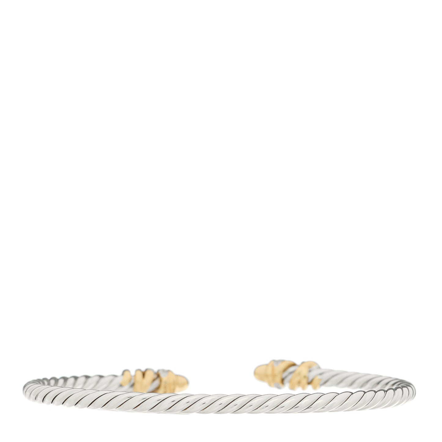 Sterling Silver 18K Yellow Gold Diamond 3mm Petite Helena Cuff Bracelet
