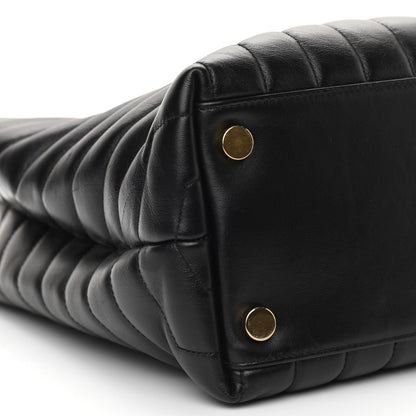 Saint Laurent Calfskin Y Quilted Monogram Large Loulou Shopper Black 5 of 10