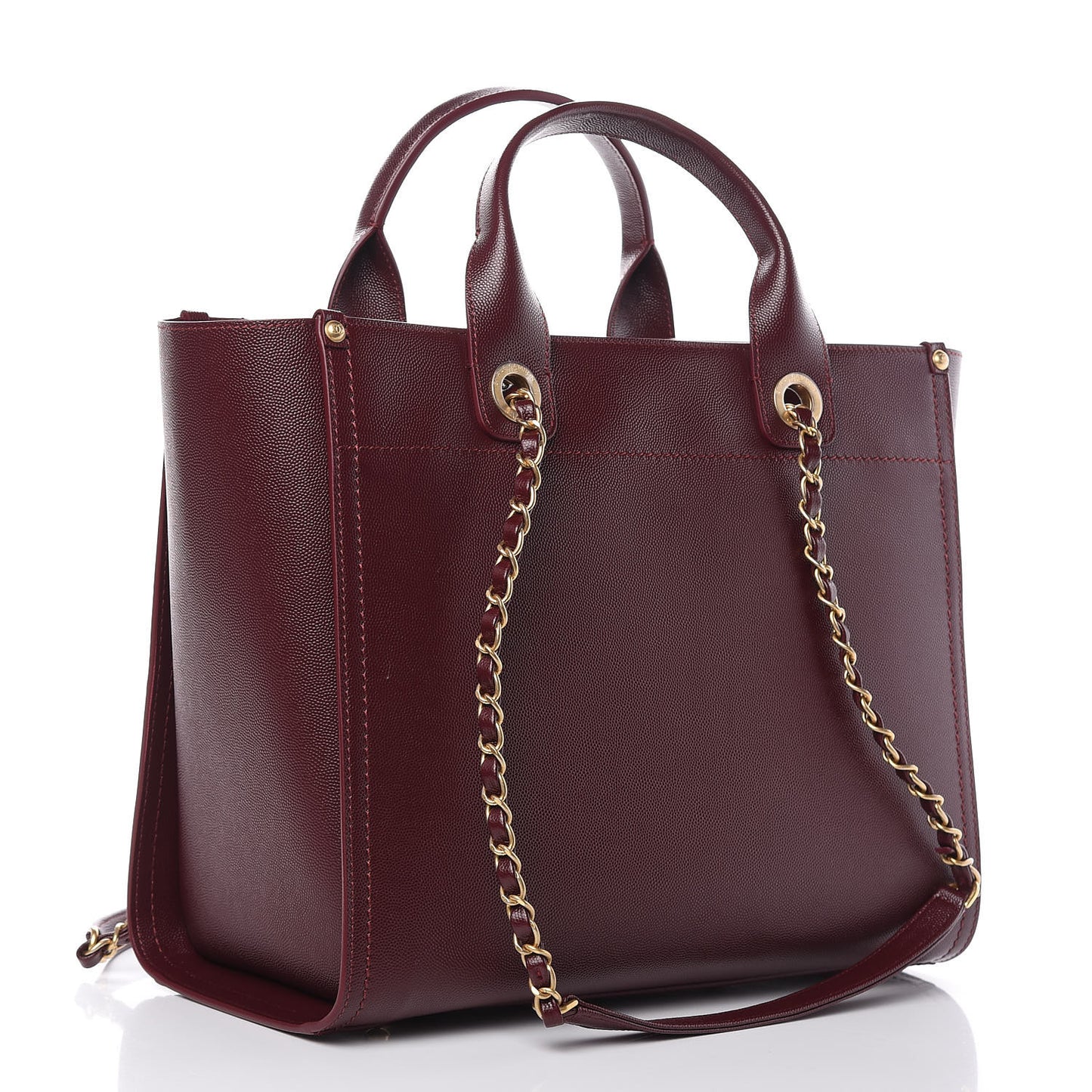 Caviar Small Studded Deauville Tote Burgundy