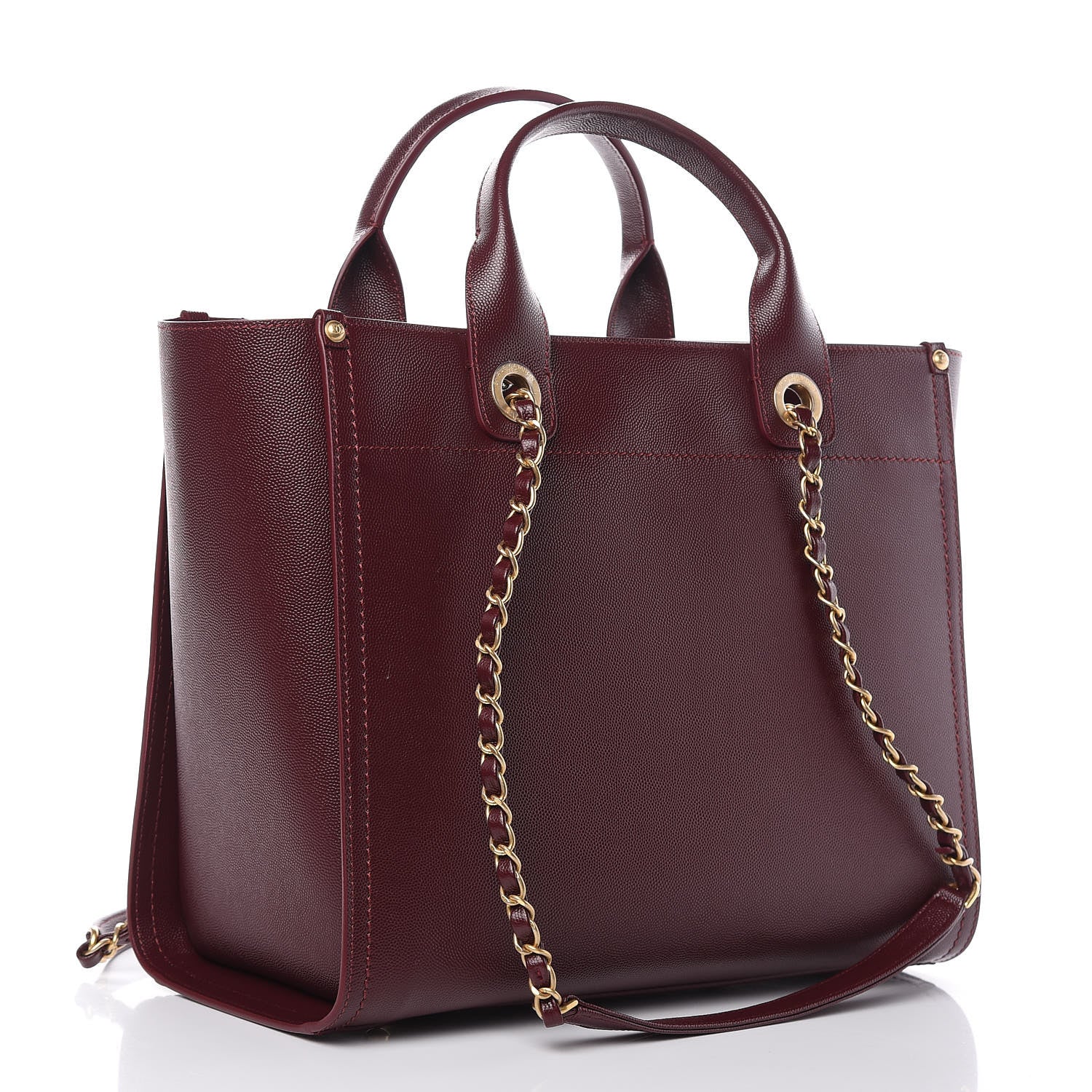 Chanel Caviar Small Studded Deauville Tote Burgundy 4 of 11