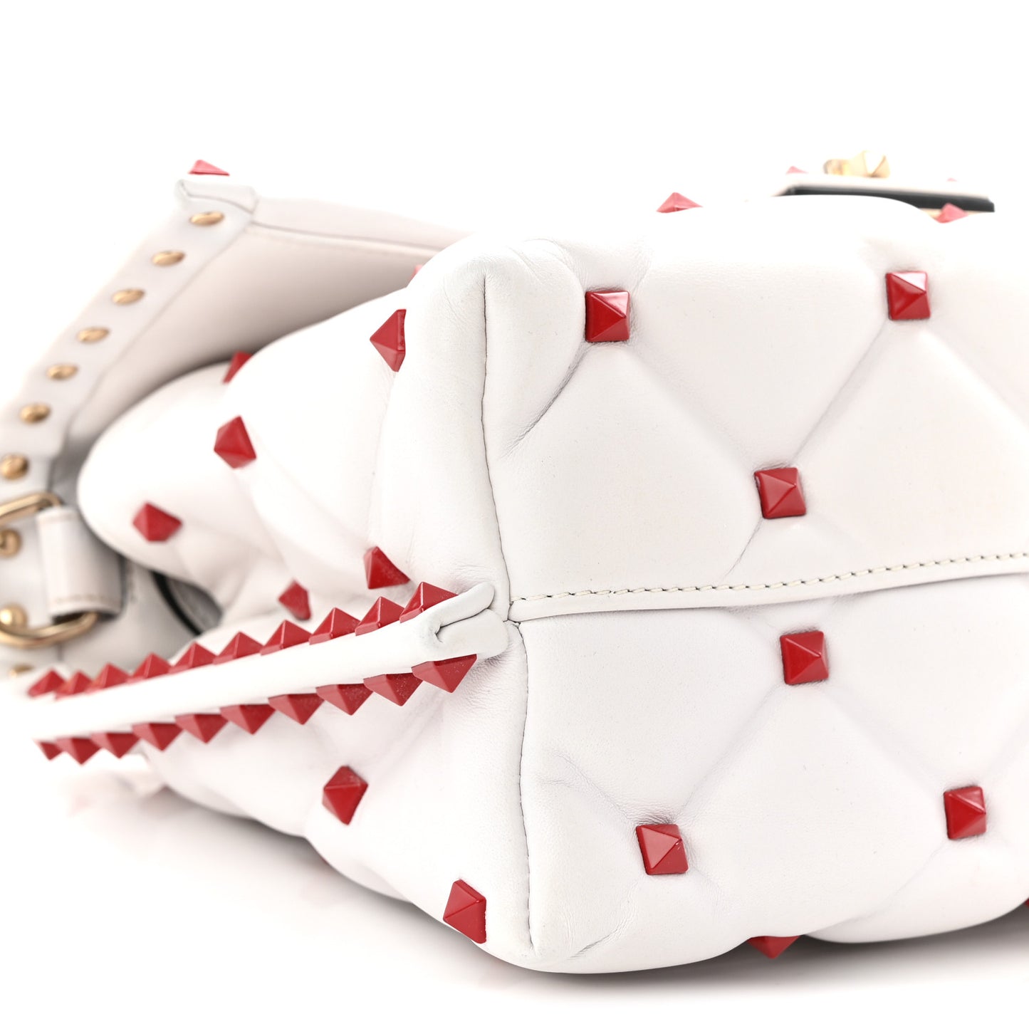 Lambskin Be My VLTN Print Candystud Top Handle Bag White Red Black