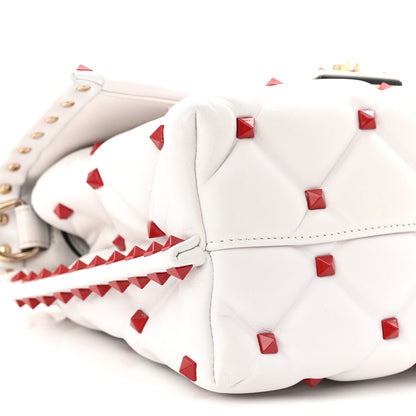 Valentino Garavani Lambskin Be My VLTN Print Candystud Top Handle Bag White Red Black 8 of 9