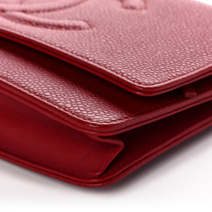 Chanel Caviar Timeless CC Wallet On Chain WOC Red 11 of 17