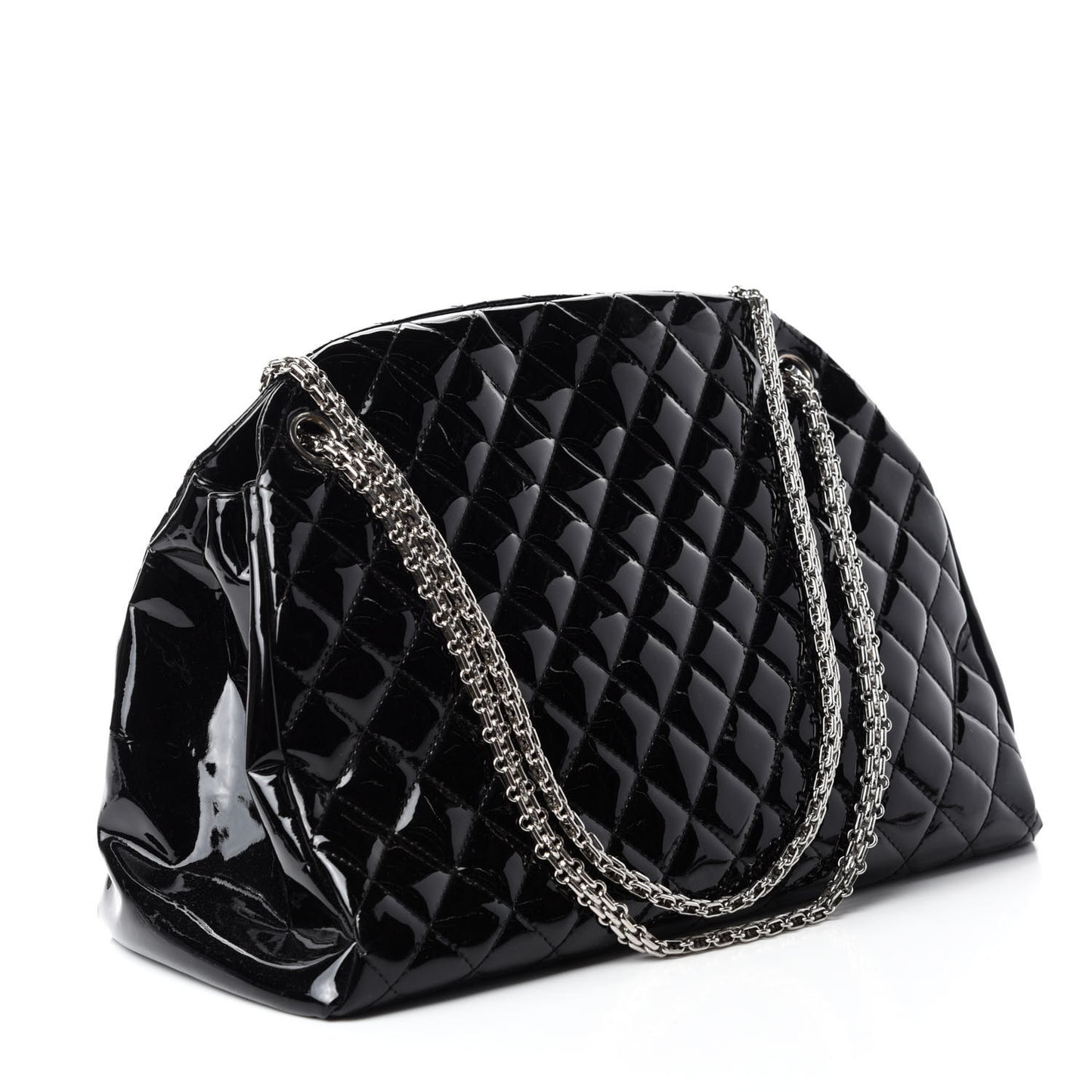 Patent Quilted Large Just Mademoiselle Bowling Bag Black