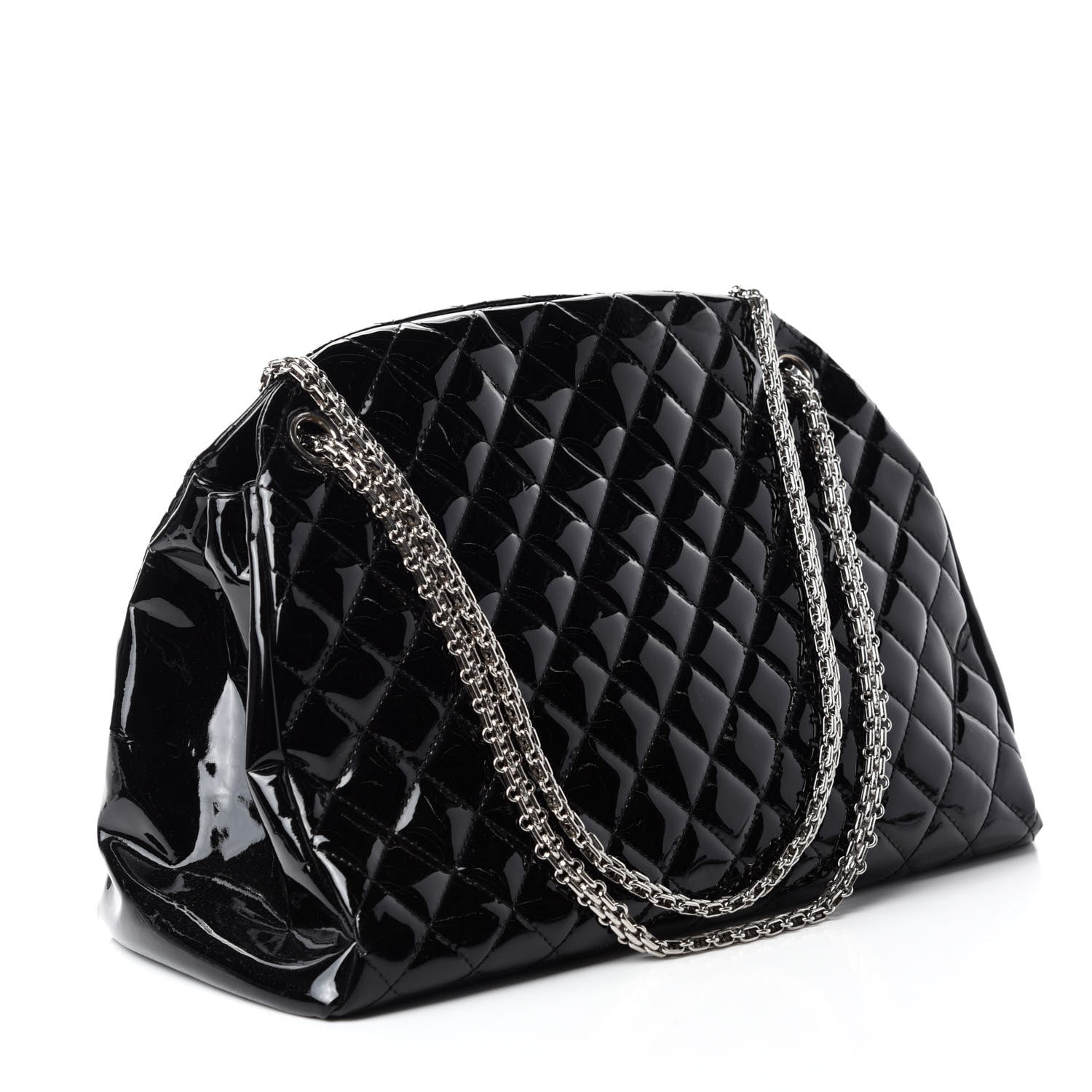 Chanel Patent Quilted Large Just Mademoiselle Bowling Bag Black 3 of 10