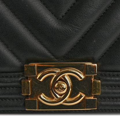 Chanel Calfskin Chevron Quilted Medium Boy Flap Black 13 of 15