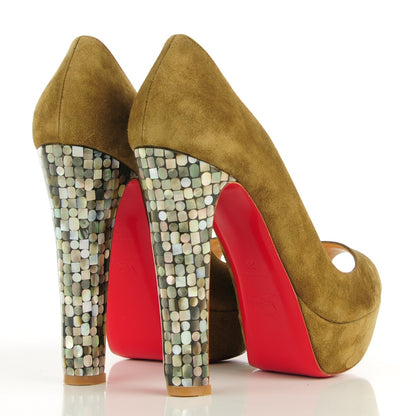 Christian Louboutin Suede Mosaic Bambou 140 Pumps 39 Green 4 of 10