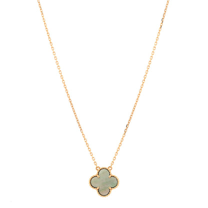 Van Cleef & Arpels 18K Rose Gold Gray Mother of Pearl Vintage Alhambra Pendant Necklace 1 of 7
