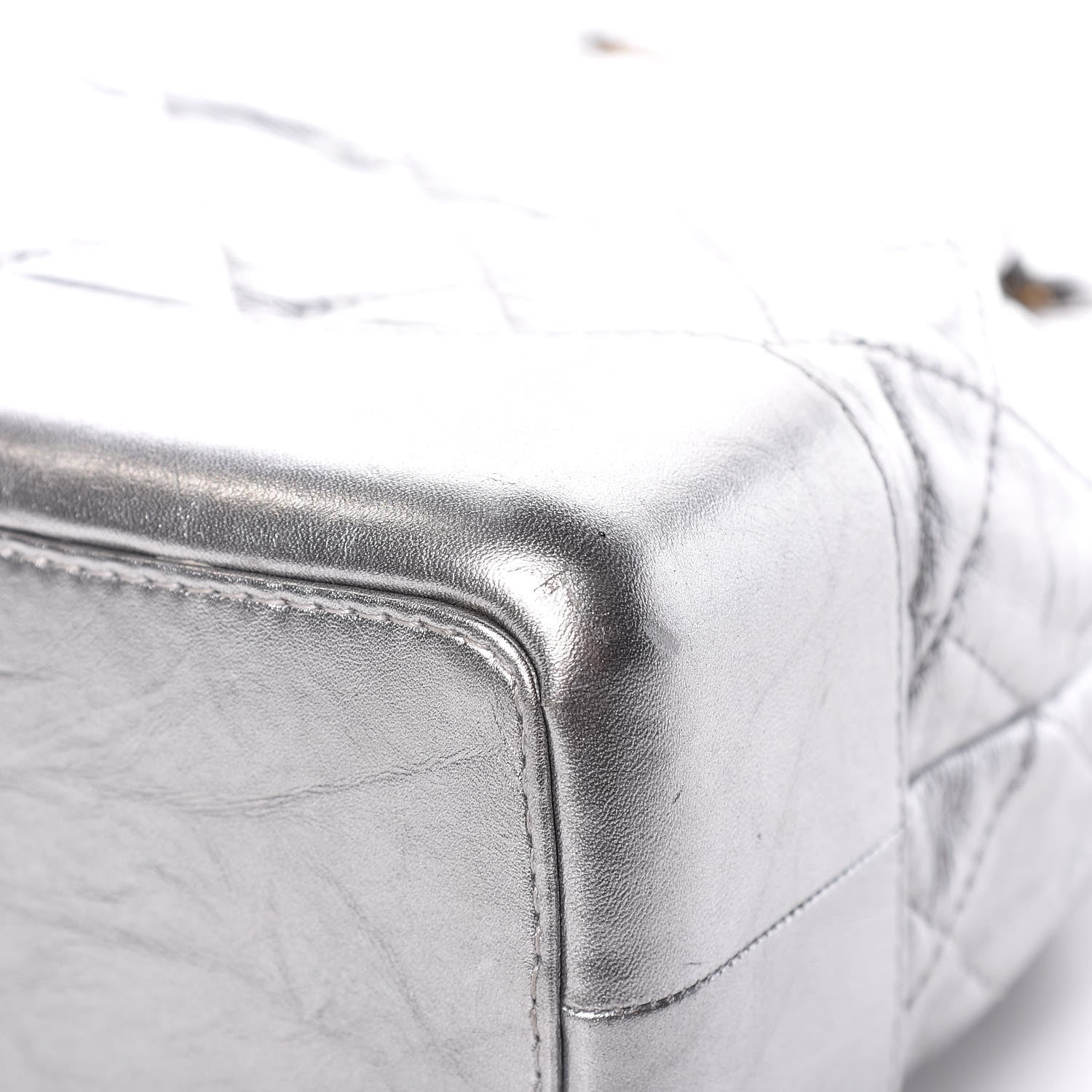 Chanel Metallic Crumpled Calfskin Quilted Gabrielle Backpack Silver 11 of 17