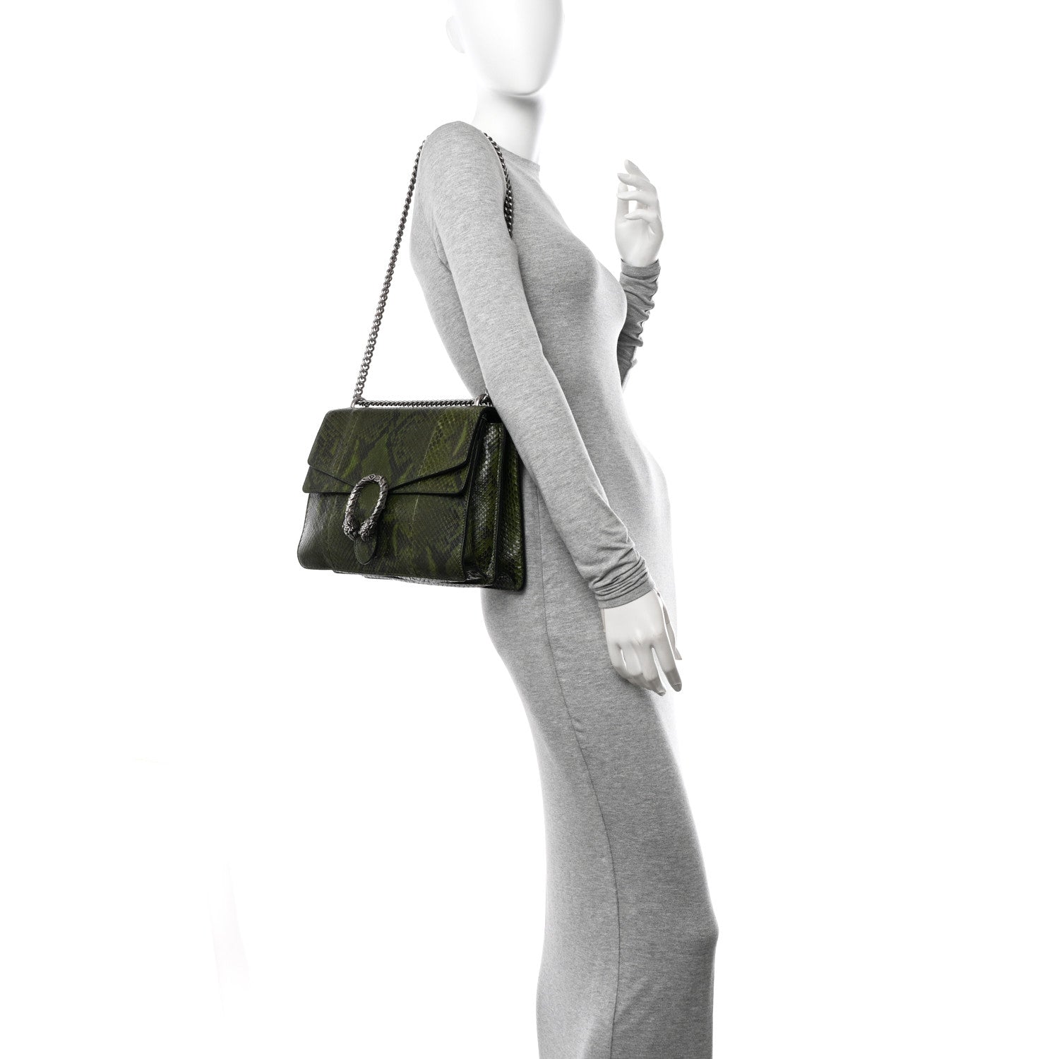 Gucci Snakeskin Medium Dionysus Shoulder Bag Green 2 of 17