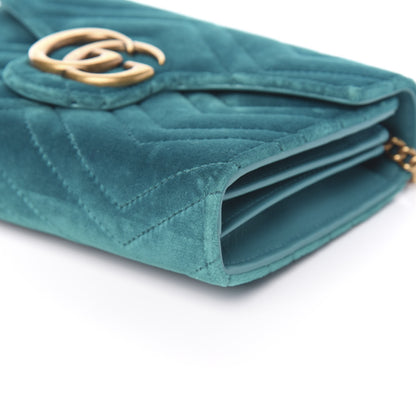 Gucci Velvet Matelasse GG Marmont Chain Wallet Pavone Cyan 8 of 9