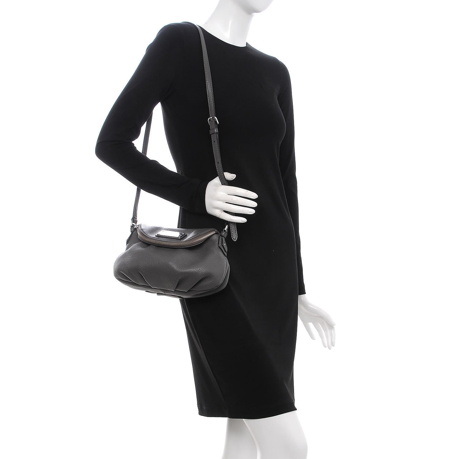 Marc Jacobs Pebbled Calfskin Mini Natasha Crossbody Grey 2 of 8