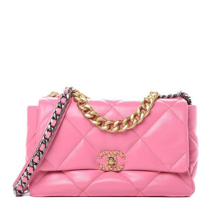 Chanel Goatskin Quilted Large Chanel 19 Flap Pink 1 of 11