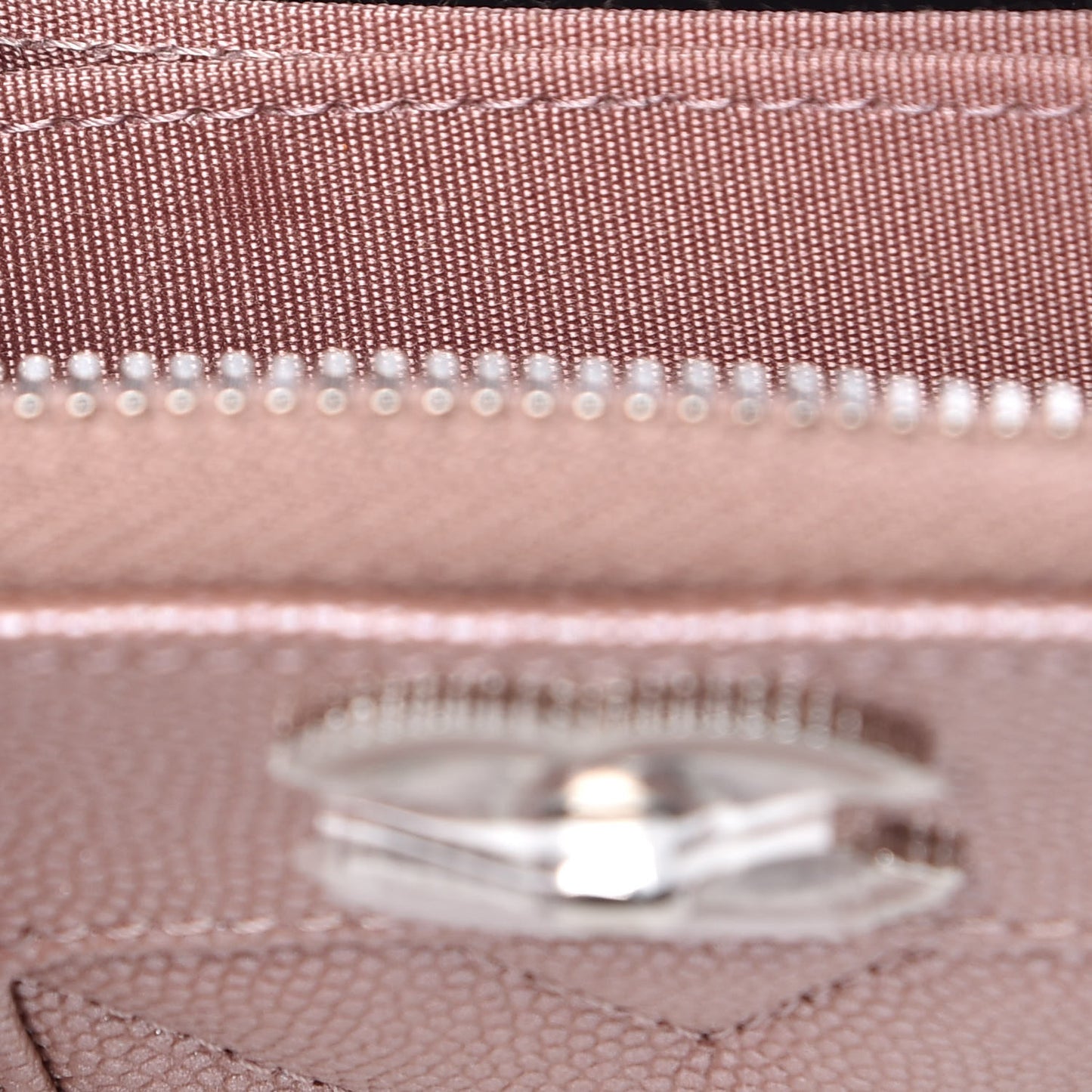 Metallic Caviar Chevron Quilted Vintage Mademoiselle Zip Coin Purse Pink