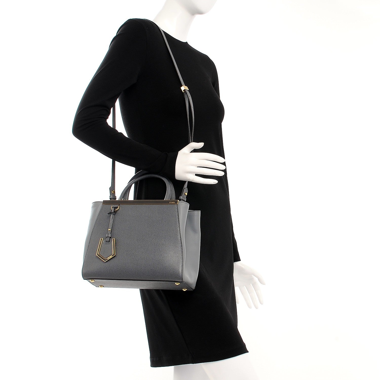 Fendi Vitello Elite Petite 2Jours Tote Grigio Grigio Chiaro 2 of 8