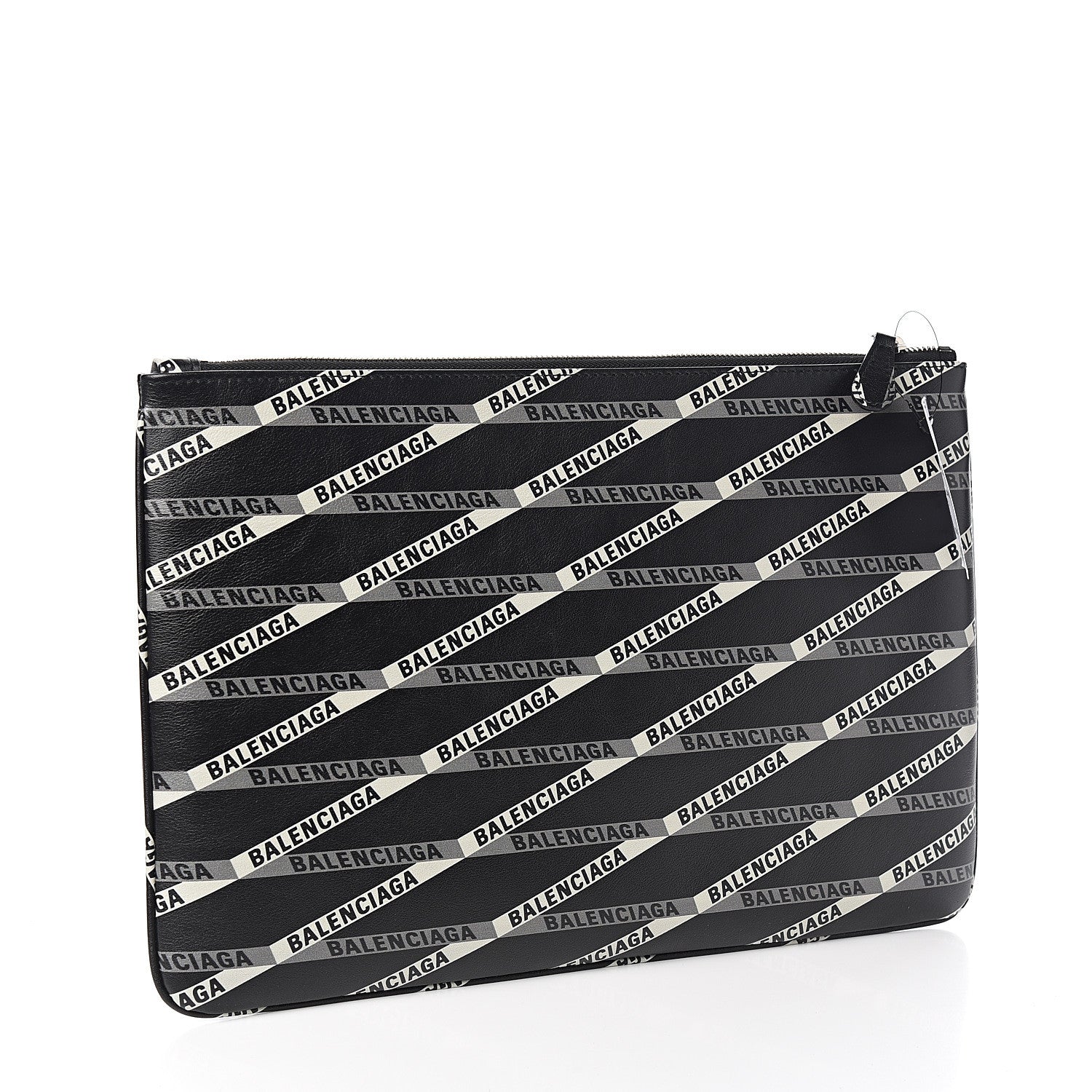 Balenciaga Calfskin Losange Monogram Ville Zip Pouch Black Grey 2 of 6