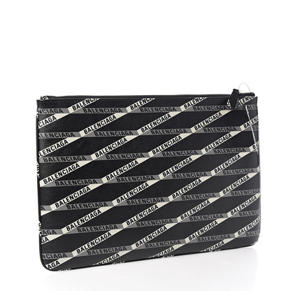 Balenciaga Calfskin Losange Monogram Ville Zip Pouch Black Grey 2 of 6
