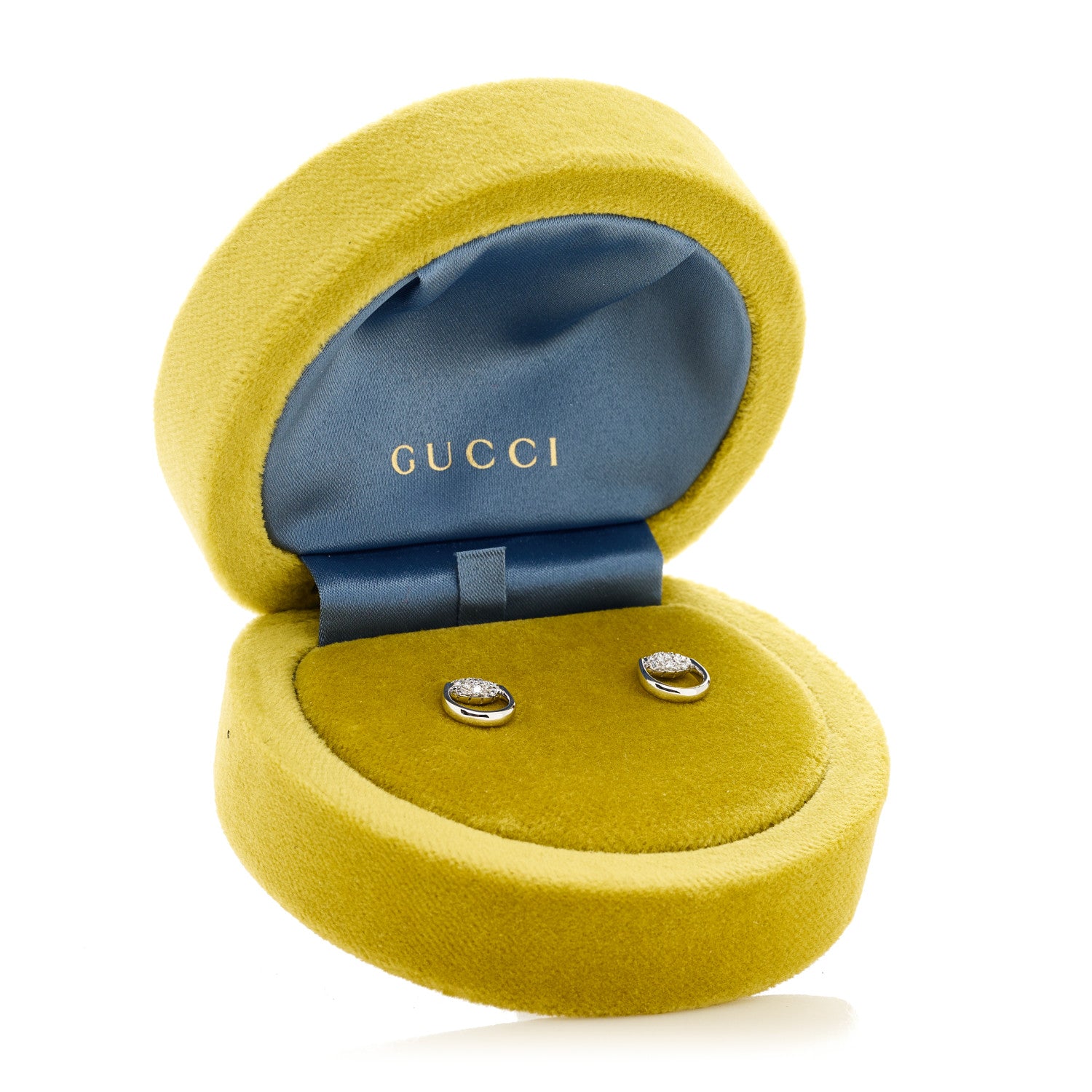 Gucci 18K White Gold Diamond Horsebit Earrings 5 of 5