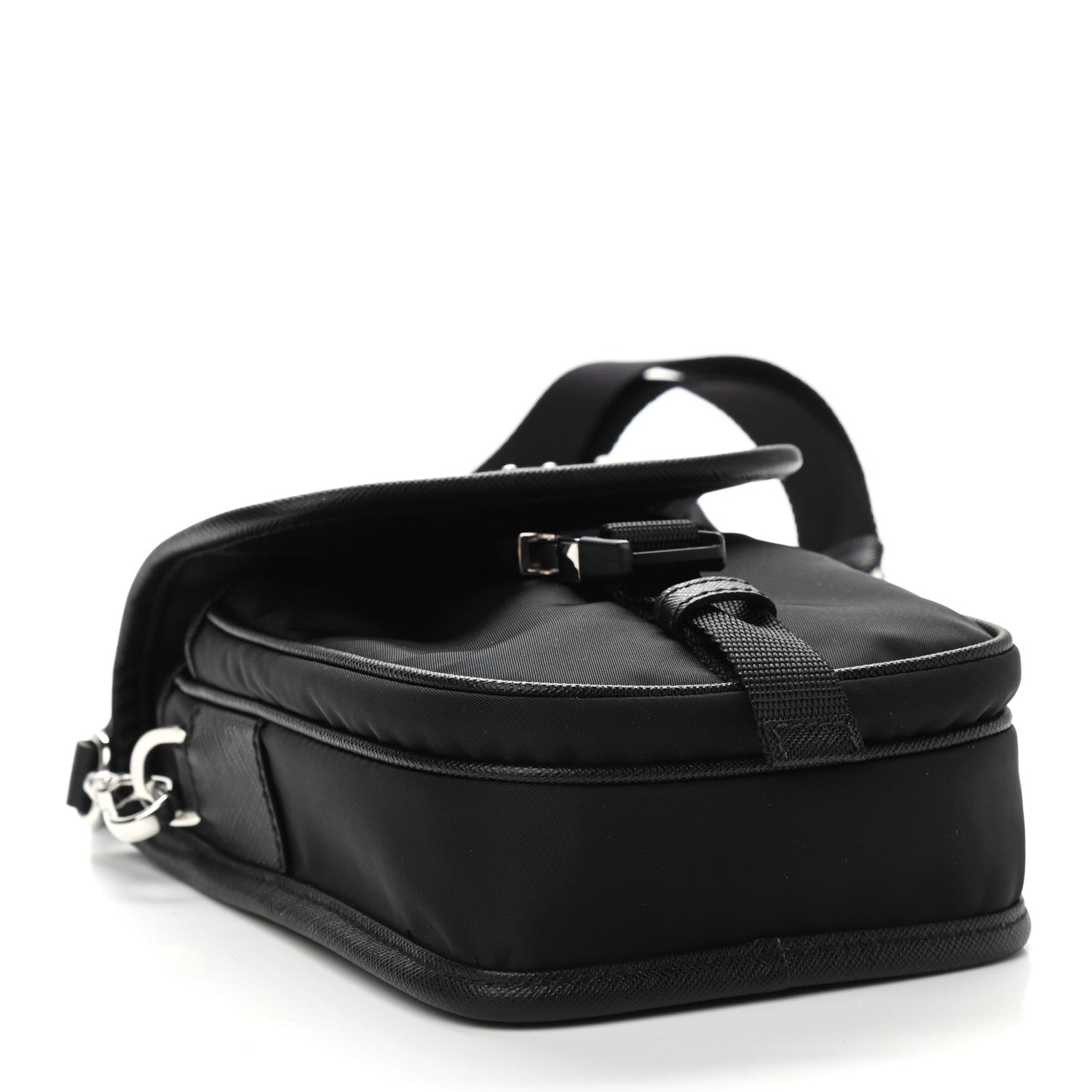Prada Re-Nylon Saffiano Mini Pocket Single Snap Buckle Messenger Bag Black 4 of 10