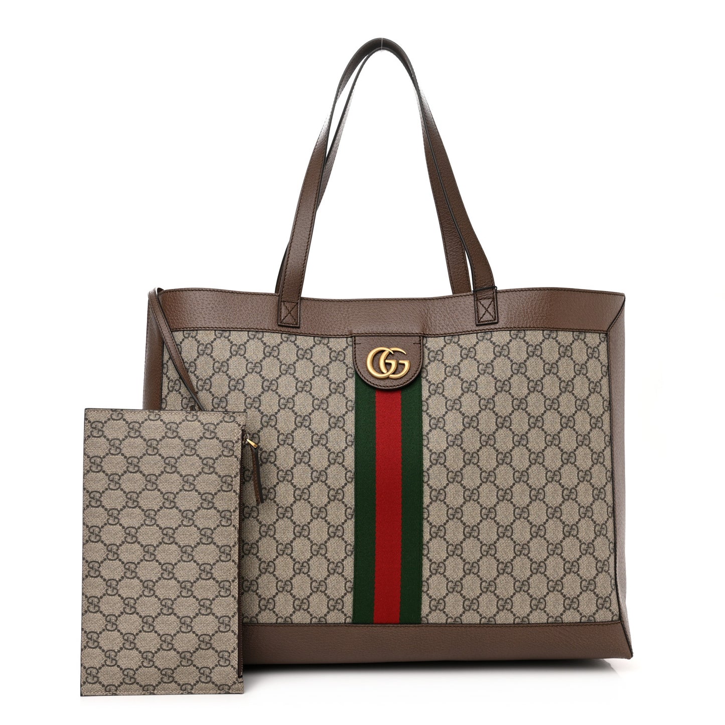 GG Supreme Monogram Web Ophidia Tote Brown