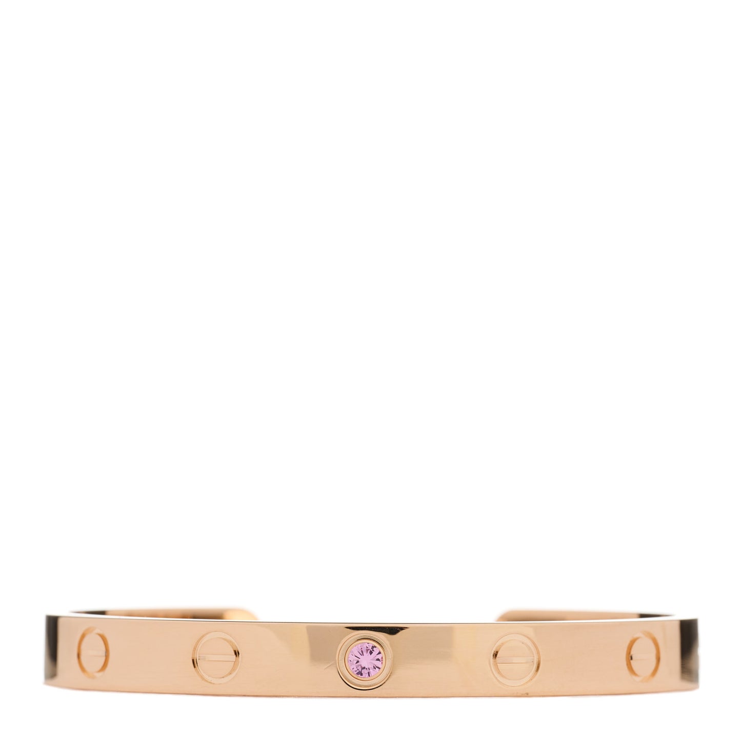 18K Pink Gold Pink Sapphire LOVE Cuff Bracelet 16