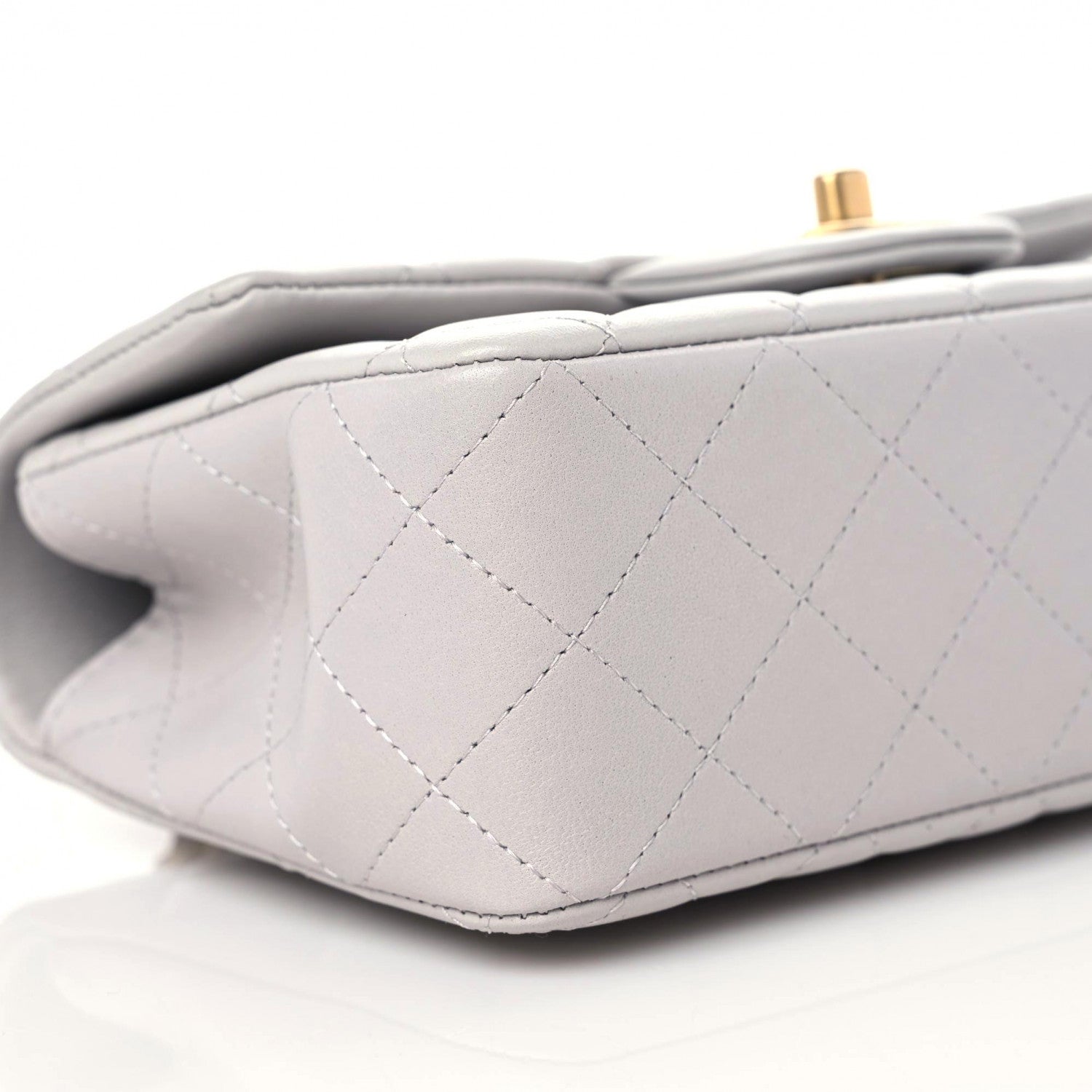 Chanel Lambskin Quilted Mini Top Handle Rectangular Flap Grey 8 of 10