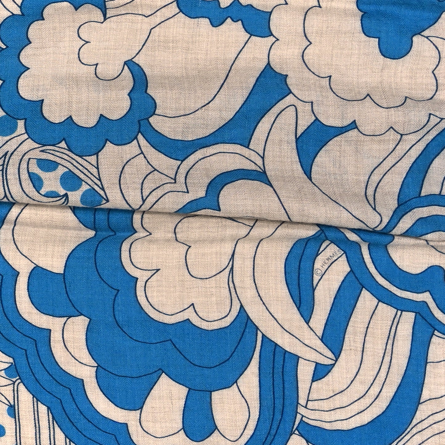 Cashmere Silk Faubourg Rainbow Shawl 140 Bleu White