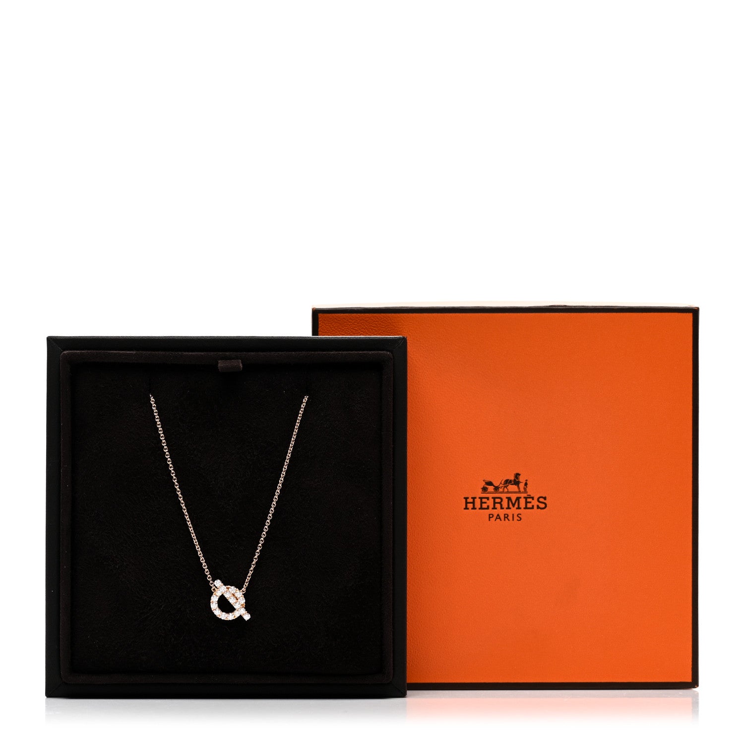 Hermes 18K Rose Gold Diamond Finesse Pendant Necklace 6 of 6