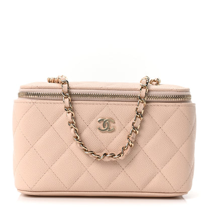 Chanel Caviar Quilted Small Vanity Case With Chain Light Beige 1 of 10