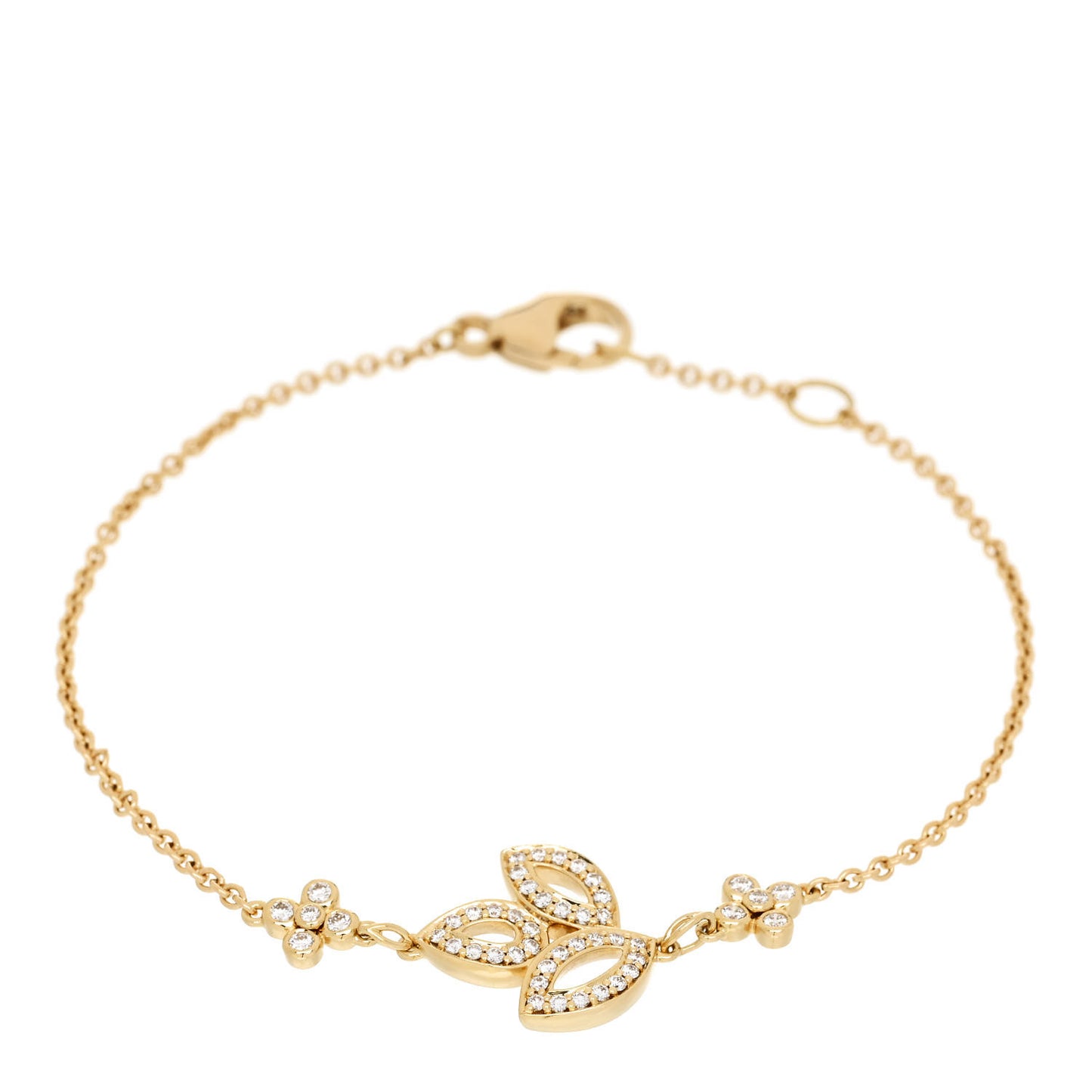 18K Yellow Gold Diamond Lily Cluster Bracelet