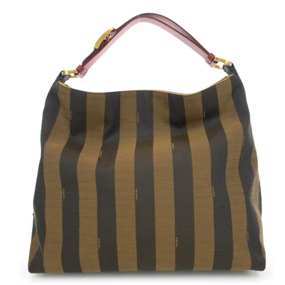 Fendi Pequin Cuoio Vegetale Large Hobo Tobacco Rosso Black 1 of 7