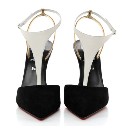 Christian Louboutin Suede Nappa Athina 100 Slingback Pump 39 Black Multicolor 2 of 8