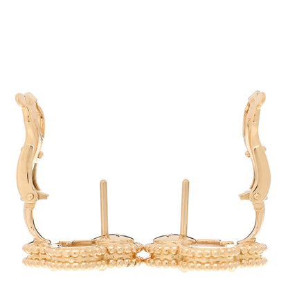 Van Cleef & Arpels 18K Yellow Gold Mother of Pearl Vintage Alhambra Earrings 3 of 4