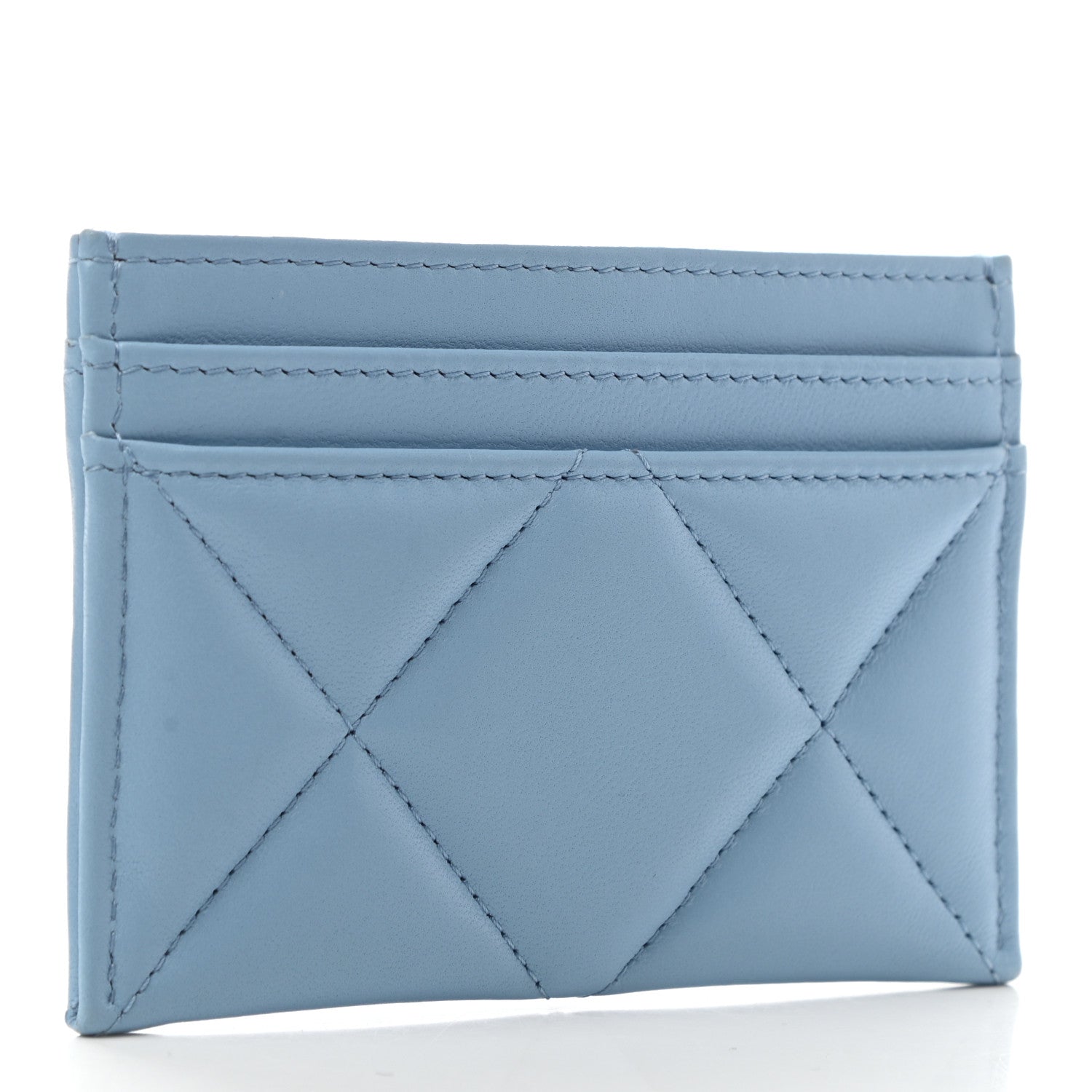 Chanel Lambskin Quilted Chanel 19 Card Holder Blue 3 of 8