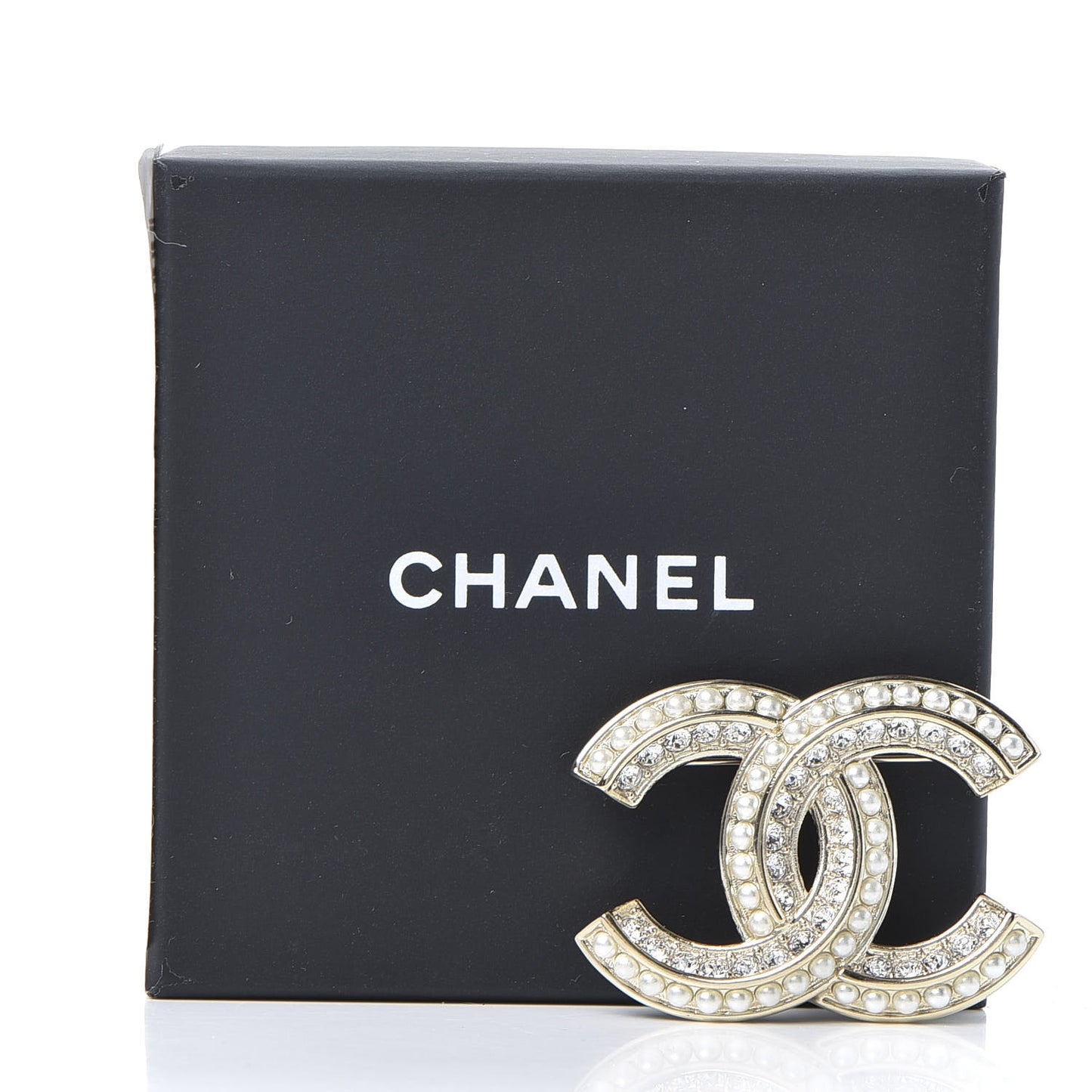 Crystal Pearl Chain Mania CC Earrings Gold