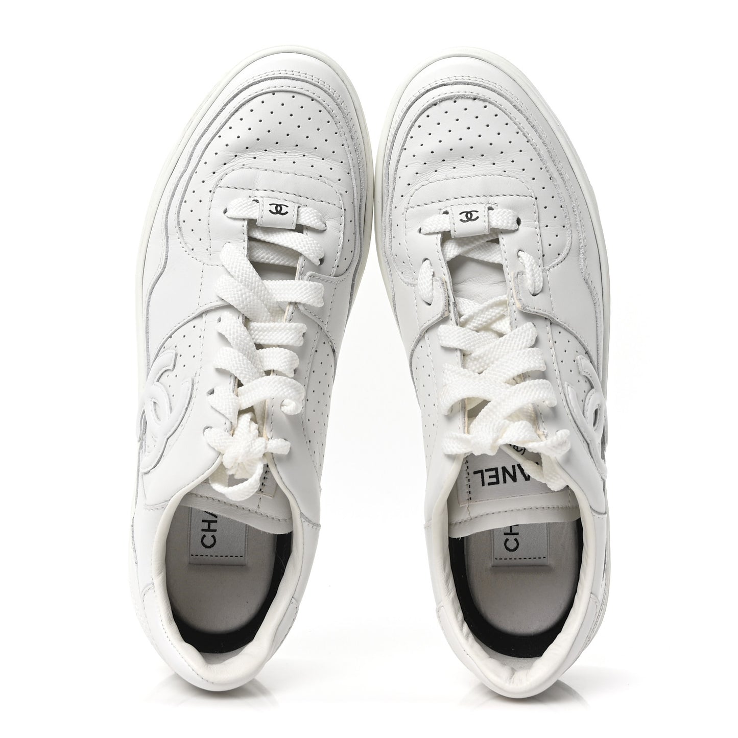 Calfskin CC Womens Sneakers 38 White