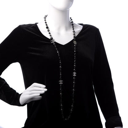 Chanel Ruthenium Pearl Beaded CC Long Necklace Black 2 of 4