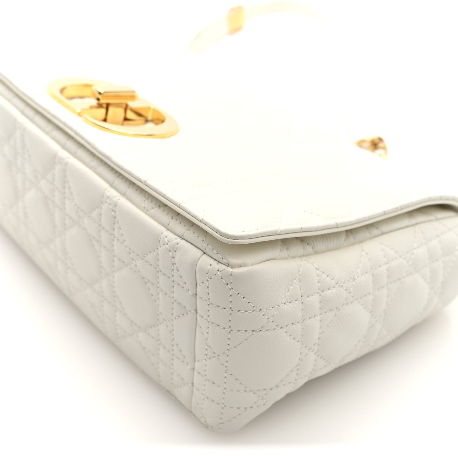 Christian Dior Grained Calfskin Cannage Large Caro Bag Ivory 10 of 10