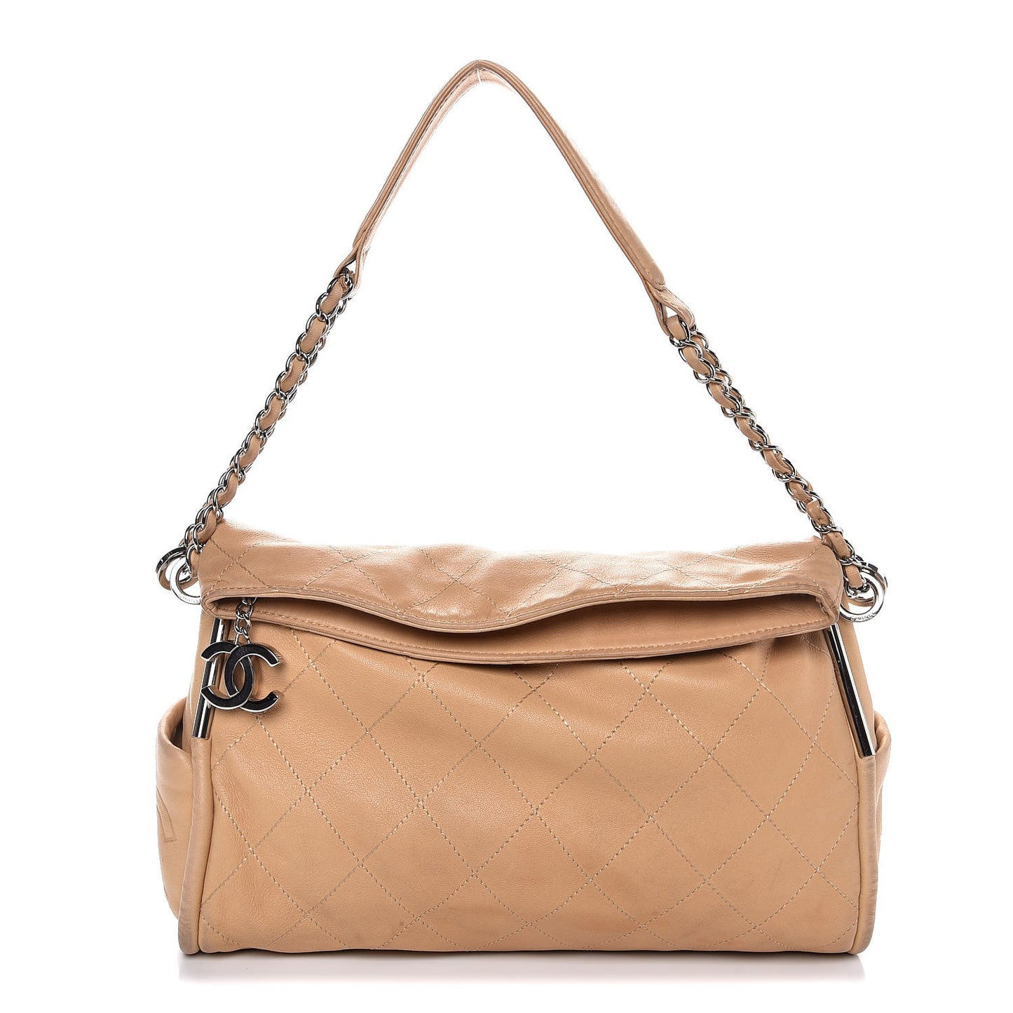 Lambskin Stitched Medium Ultimate Soft Tote Beige