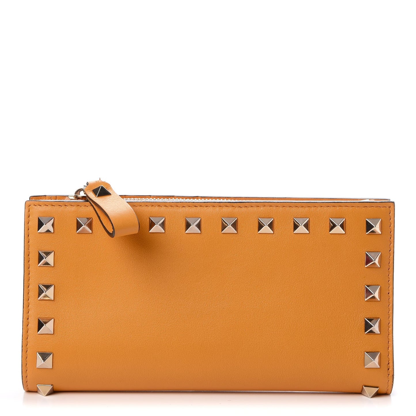 Calfskin Rockstud Continental Wallet Mandarin Sorbet