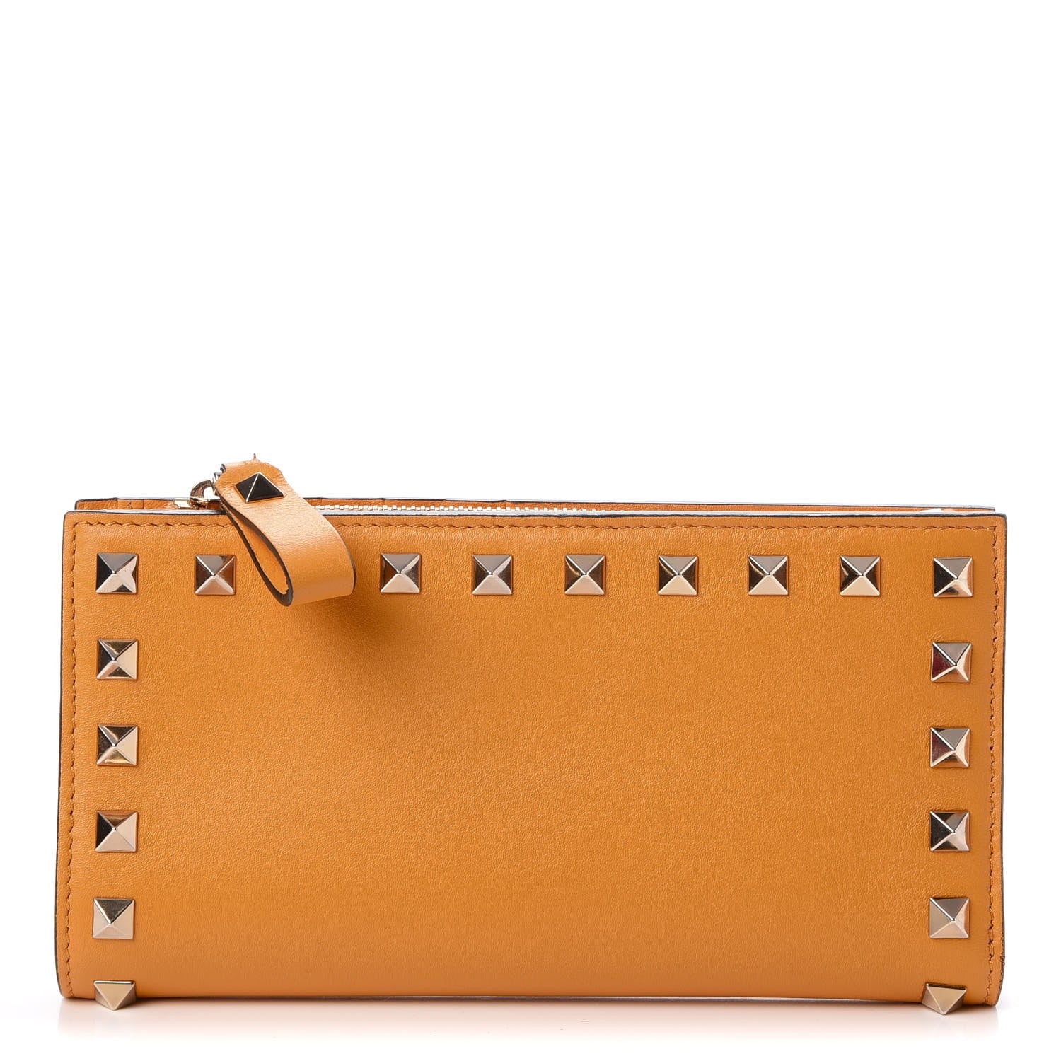 Valentino Garavani Calfskin Rockstud Continental Wallet Mandarin Sorbet 1 of 11