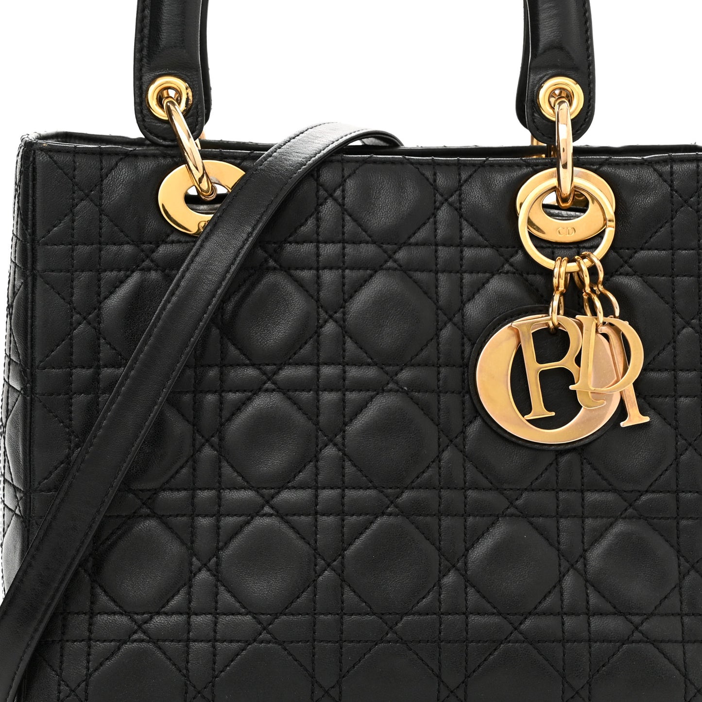 Lambskin Cannage Medium Lady Dior Black