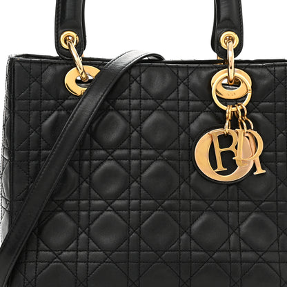 Christian Dior Lambskin Cannage Medium Lady Dior Black 8 of 11