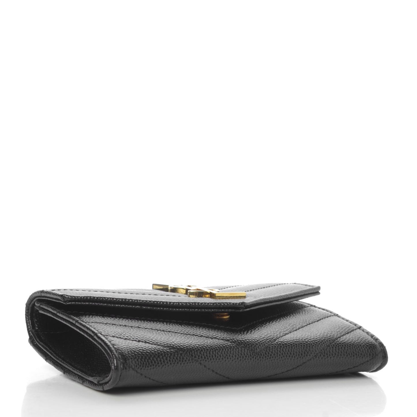 Grain De Poudre Matelasse Chevron Small Monogram Envelope Wallet Black